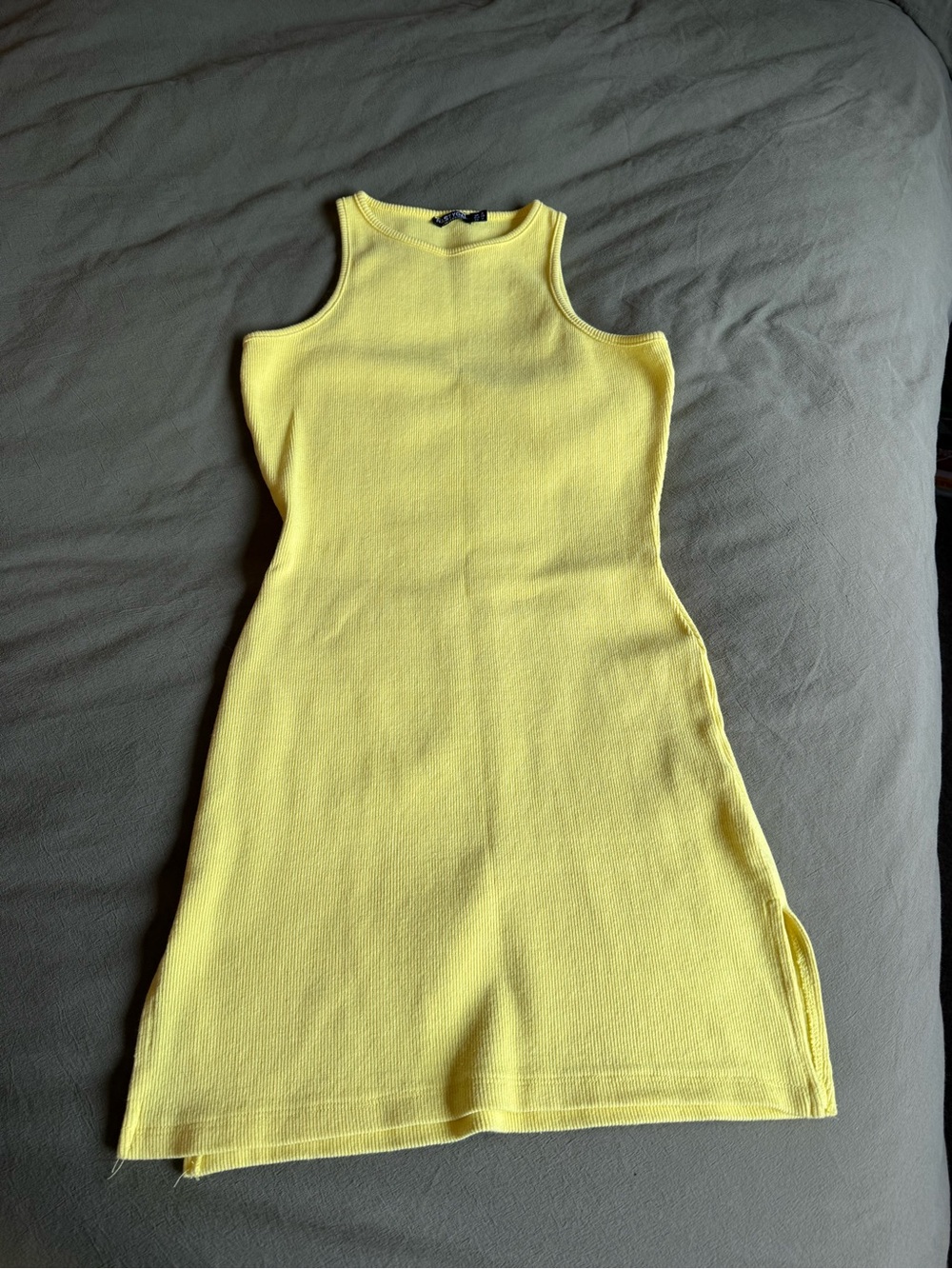 Nasty Gal Lemon Ribbed Halter Mini Dress